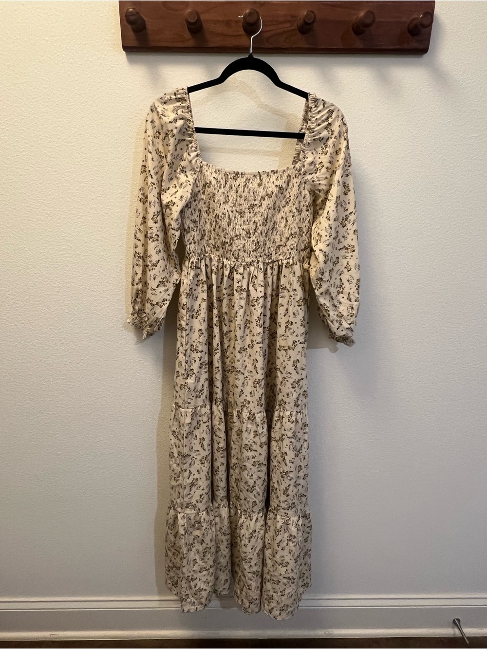 Pinkblush Cream Floral Smocked Maxi Maternity Dress